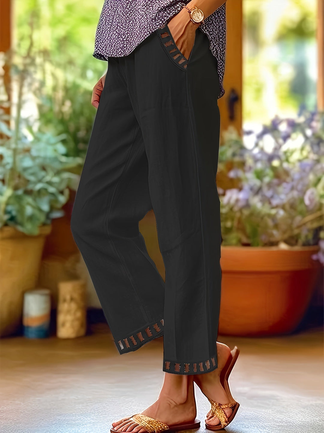 Wren – Cropped Relax Hosen mit Kontrastdetails